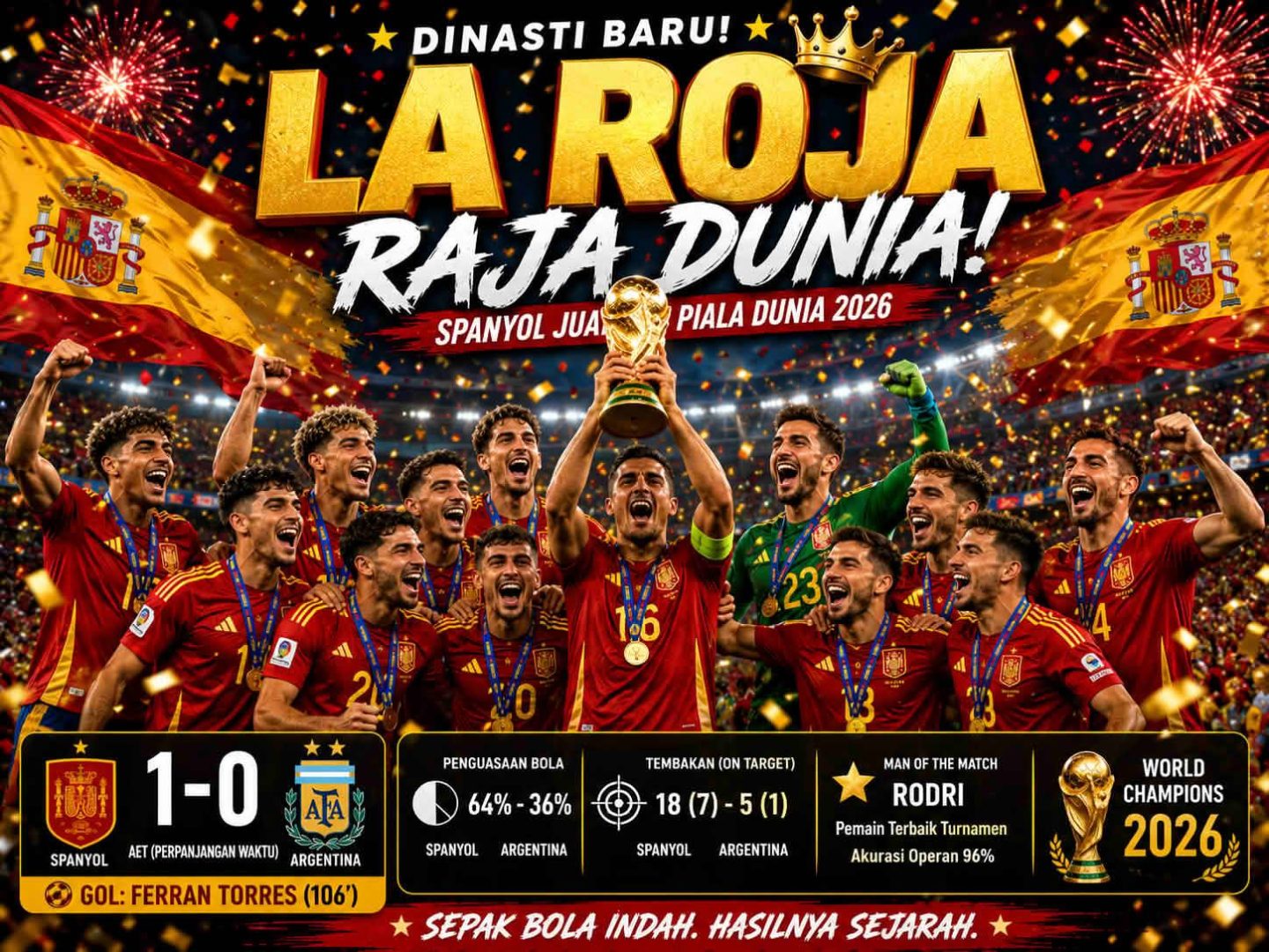 DINASTI BARU! La Roja Raja Dunia: Spanyol Bungkam Argentina di Final Piala Dunia 2026