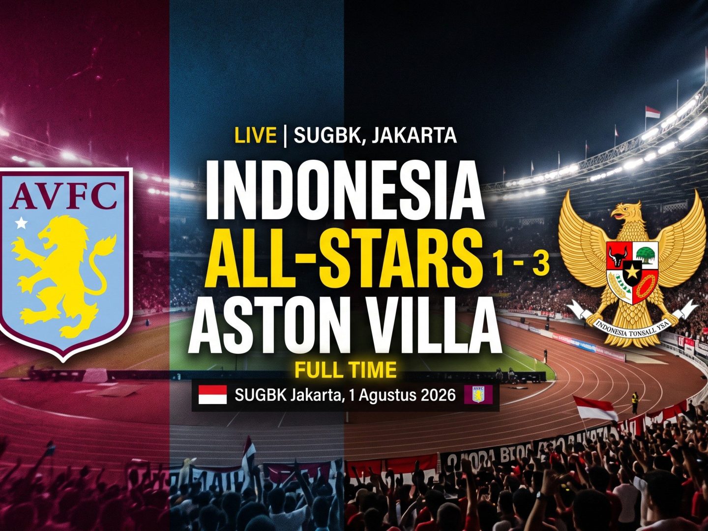 Aston Villa Bungkam Indonesia All-Stars di SUGBK