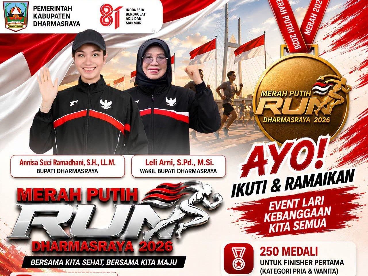 Baru 1 Jam Dibuka, Merah Putih Run Dharmasraya Diserbu 1.000 Peserta