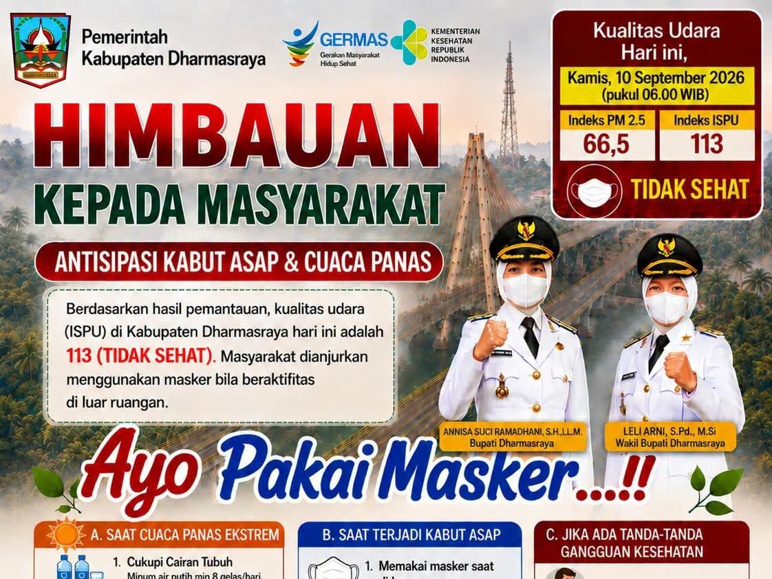 Kabut Asap Makin Tak Sehat, Sekolah PAUD hingga SLTP di Dharmasraya Diliburkan